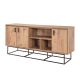 Buffet bas 3 portes et 3 étagères Feneta 180cm Métal Noir et Bois clair