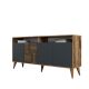Buffet bas 4 portes et 2 tiroirs Kaltes L160cm Bois et Anthracite