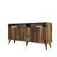 Buffet bas 4 portes et 2 tiroirs Kaltes L160cm Bois Naturel