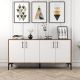 Buffet bas 4 portes Vranus 160cm Bois Naturel et Blanc et Métal Noir