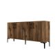 Buffet bas 4 portes Vranus 160cm Bois Naturel et Métal Noir