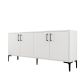 Buffet bas 4 portes Vranus 180cm Bois Blanc et Métal Noir