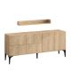 Buffet bas 6 portes avec étagère Dyna L180cm Chêne clair