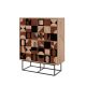 Buffet haut style industriel 4 portes Feneta Bois clair Motif Géométrique Marron foncé et Noir