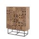 Buffet haut style industriel 4 portes Feneta Bois clair Motif Andalouse