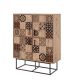 Buffet haut style industriel 4 portes Feneta Bois clair Motif Arabesque Marron et Noir