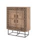 Buffet haut style industriel 4 portes Feneta Bois clair Motif Andalouse Noir