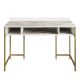 Bureau 1 étagère Plinio 119,5x65,2cm Bois Blanc effet marbre et Métal Or