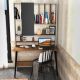 Bureau avec étagère Fekadu L120cm Bois foncé, Blanc et Anthracite