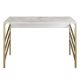Bureau Brutus 120x75cm Bois Blanc effet marbre et Métal Or