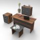 Bureau contemporain avec armoire, commode et table basse Busymo Chêne foncé et Noir