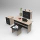 Bureau contemporain avec armoire, commode et table basse Busymo Chêne clair et Noir