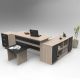 Bureau contemporain avec buffet, commode et table basse Busymo Chêne clair et Noir
