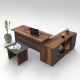 Bureau contemporain avec buffet et table basse Busymo Chêne foncé et Gris