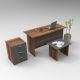 Bureau contemporain avec commode et table basse Busymo Chêne foncé et Gris