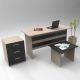Bureau contemporain avec commode et table basse Busymo Chêne clair et Noir