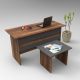 Bureau contemporain avec table basse Busymo Chêne foncé et Gris