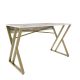 Bureau style industriel Powa 120cm Or et Blanc Effet marbre