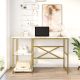 Bureau Wiltz Métal Or et Bois Effet marbre Blanc