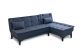 Canapé angle à droite convertible Lefkadao Bois massif Noir et Tissu Bleu marine