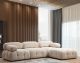 Canapé d'angle modulable et transformable Nourhane Tissu Crème
