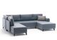 Canapé panoramique d'angle convertible Lalardie Tissu Bleu ciel