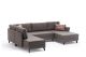 Canapé panoramique d'angle convertible Lalaria Tissu Marron