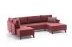 Canapé panoramique d'angle convertible Lalaria Tissu Bordeaux