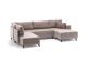 Canapé panoramique d'angle convertible Lardie Tissu Blanc crème