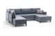 Canapé panoramique d'angle convertible Lardie Tissu Bleu clair