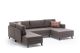 Canapé panoramique d'angle convertible Lardie Tissu Marron