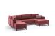 Canapé panoramique d'angle convertible Lardie Tissu Bordeaux