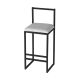 Chaise de bar Koumo H84cm Métal Noir et Velours Blanc crème