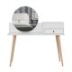 Coiffeuse 1 tiroir et 1 porte avec miroir Massaro Bois et Blanc