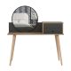 Coiffeuse 1 tiroir et 1 porte avec miroir Massaro Bois et Anthracite