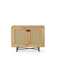 Commode basse 2 portes Smussi 77x100cm Bois naturel et Noir