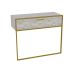 Console 1 porte battante Dettris Métal Or et Bois Blanc effet marbre