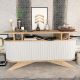 Console avec portes coulissantes Jayson L150xH75cm Chêne clair et Blanc