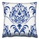 Coussin Decorare imprimé Baroque 43 x 43 cm Coton Polyester Bleu sur Blanc