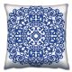 Coussin Decorare imprimé Mandala 43 x 43 cm Coton Polyester Bleu sur Blanc