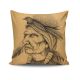 Coussin Hawk 43x43cm Tissu Motif Portrait vielle femme et oiseaux Jaune et Noir