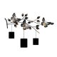 Décoration et 3 cadres muraux, 3 papillons sur branches Yatay L93xH65cm Métal Or et Noir