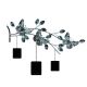 Décoration et 3 cadres muraux, 3 papillons sur branches Yatay L93xH65cm Métal Noir et Bronze