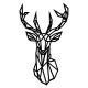Décoration murale Chaldys 39x65cm Tête de cerf Bois Noir