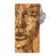 Décoration Murale Chiara 37x58cm Visage Contemporain Bois Naturel et Métal Noir