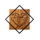 Décoration murale Chiara 54x54cm Coeur Bois Naturel et Métal Noir