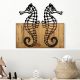 Décoration Murale Chiara 58x53cm Hippocampes Bois Naturel et Métal Noir