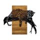 Décoration murale Chiara 66x58cm Léopard Bois Naturel et Métal Noir