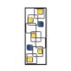 Décoration murale composition carrés Veralin L28xH74cm Métal Noir, Jaune et Bleu