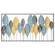 Décoration murale feuilles Myrtil L115xH60cm Métal Bleu, Or et Noir